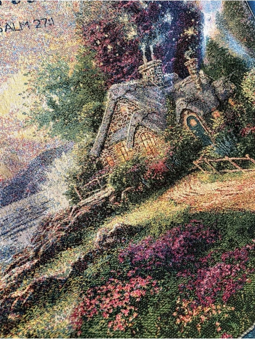 Thomas Kinkade Woven Cotton tapestry throw blanket titled 